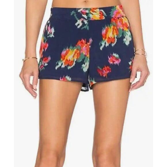 Joie Navy Anatase 2pc SET Floral Print Silk Top ( S ) Lanina Floral Short ( M ) - Picture 3 of 14